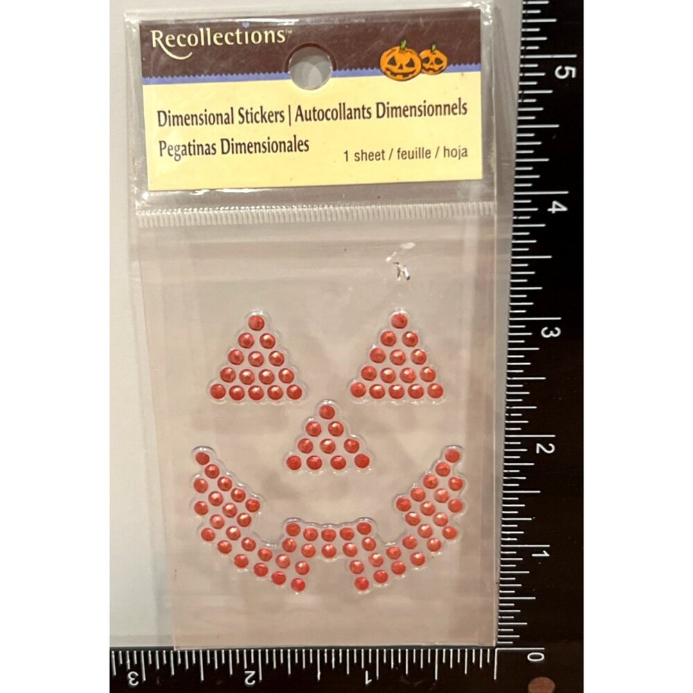 Recollections Dimensional Stickers Pumpkin Face Design224544 Bling Pearl